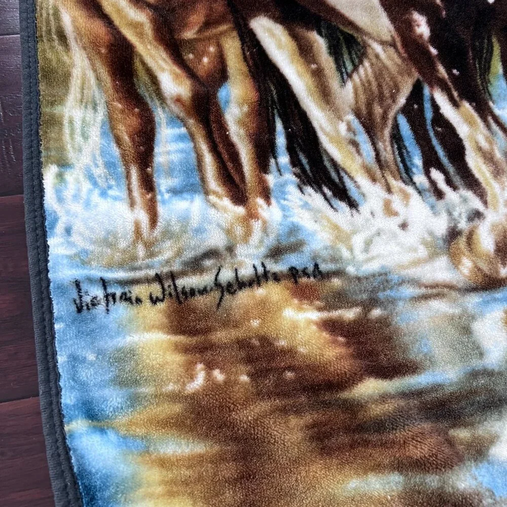 Horses Rush Hour Throw Blanket by Northwest – Plush Soft Fleece 55” x 39” - READ